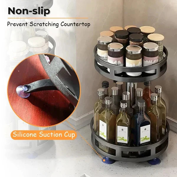 2 Tier Rotatable Kitchen Spice Rack