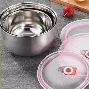 Set Of 3 Steel Fresh Bowl
