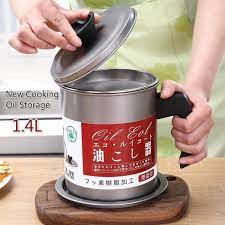 Oil storage and filteration pot with lid